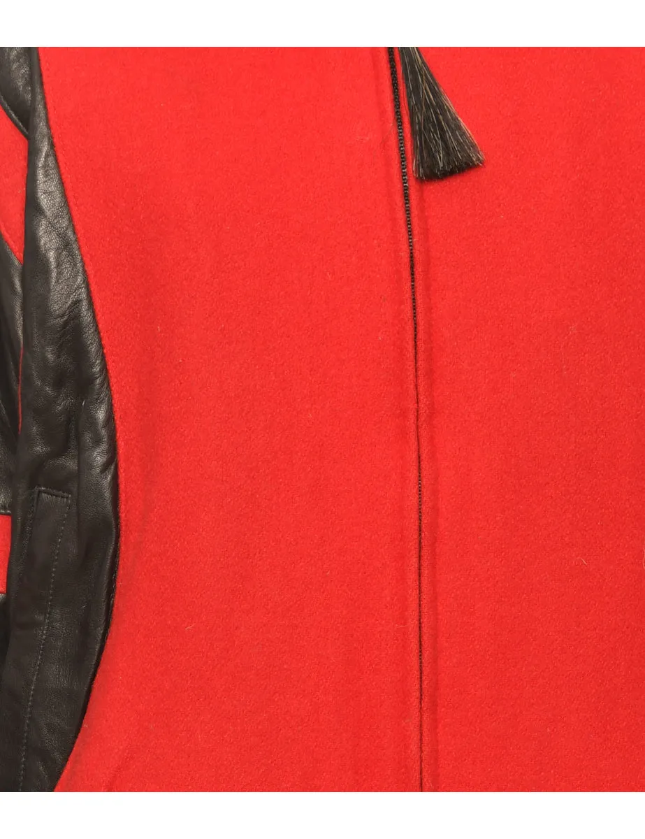 Bud Light Cup Black & Red Contrast Embroidered Varsity Jacket - L
