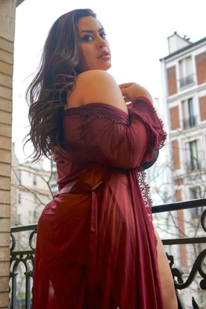 Curvy Provence Sheer Long Robe