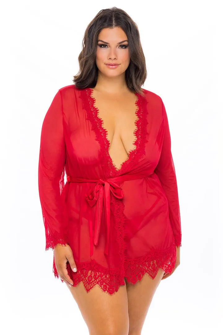 Curvy Provence Sheer Shortie Robe