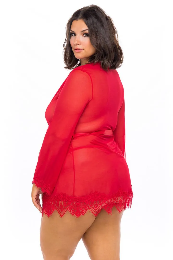Curvy Provence Sheer Shortie Robe