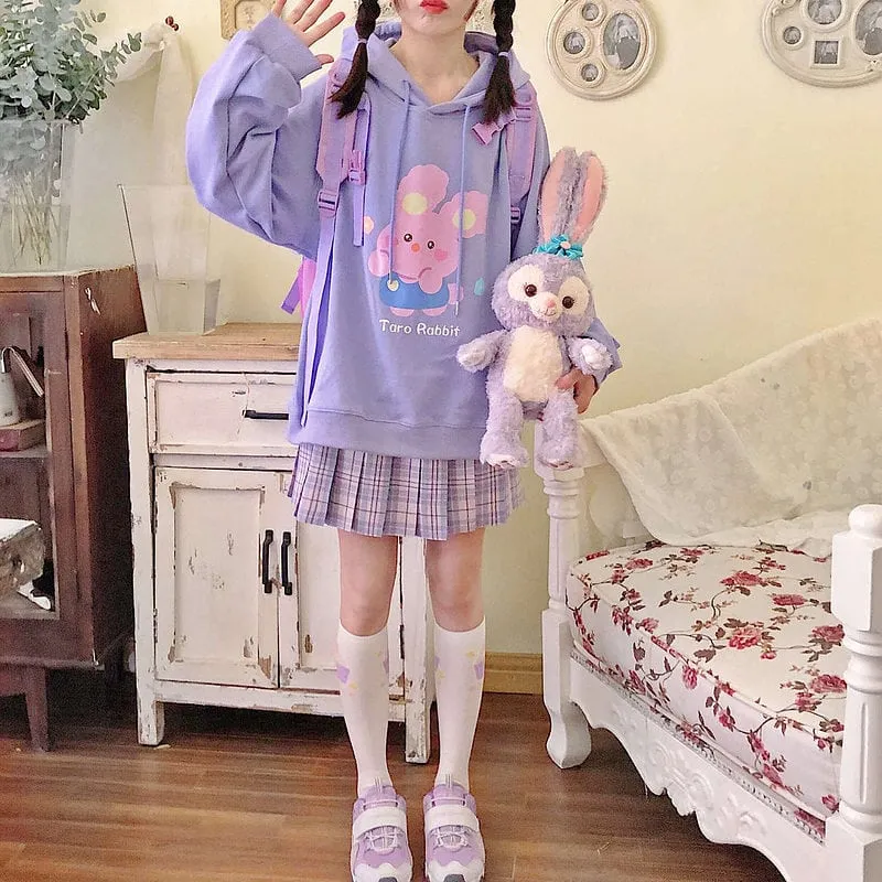 Kawaii Japanese Cute Rabbit Purple Hoodie