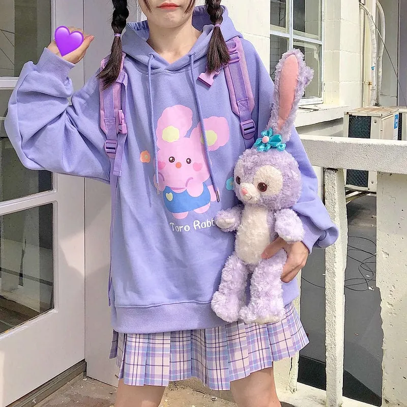 Kawaii Japanese Cute Rabbit Purple Hoodie