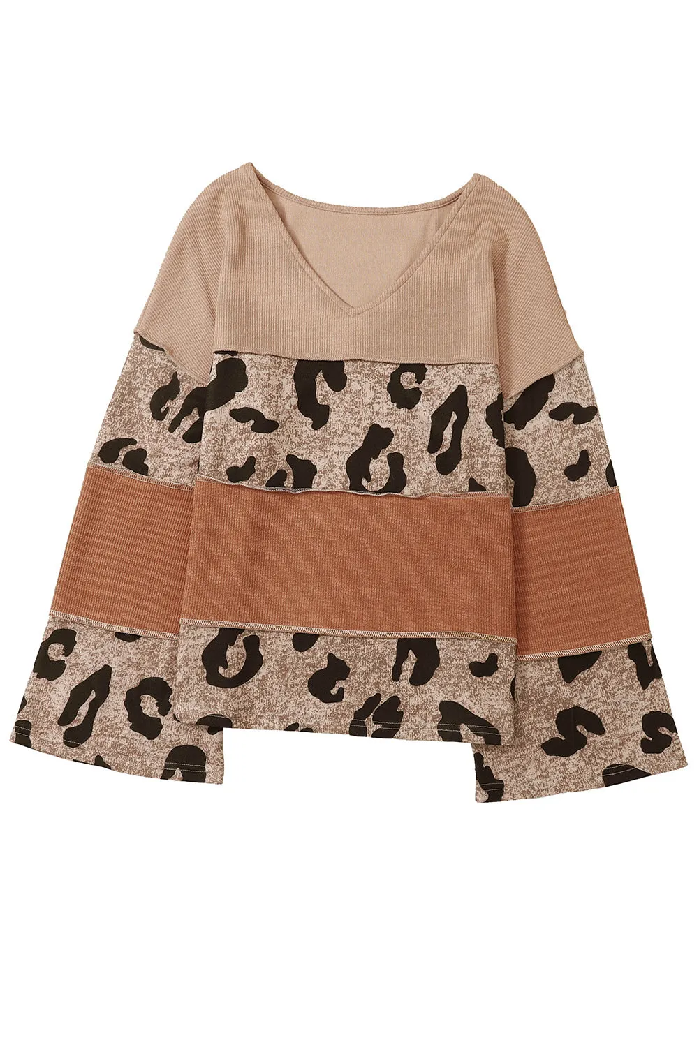 Leopard Colorblock Exposed Seam Top