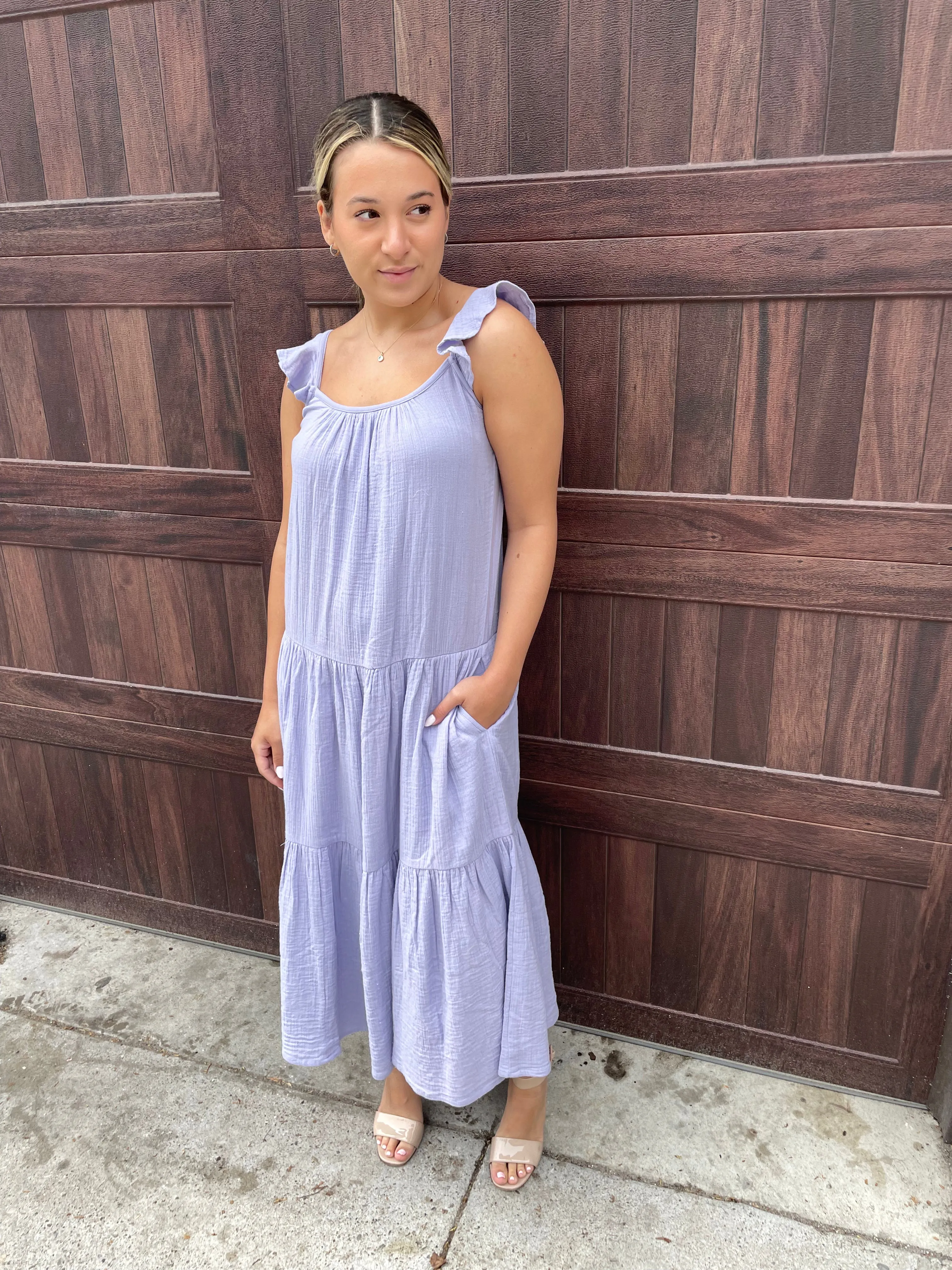 LIANA TIERED DRESS - MAUVE LILAC
