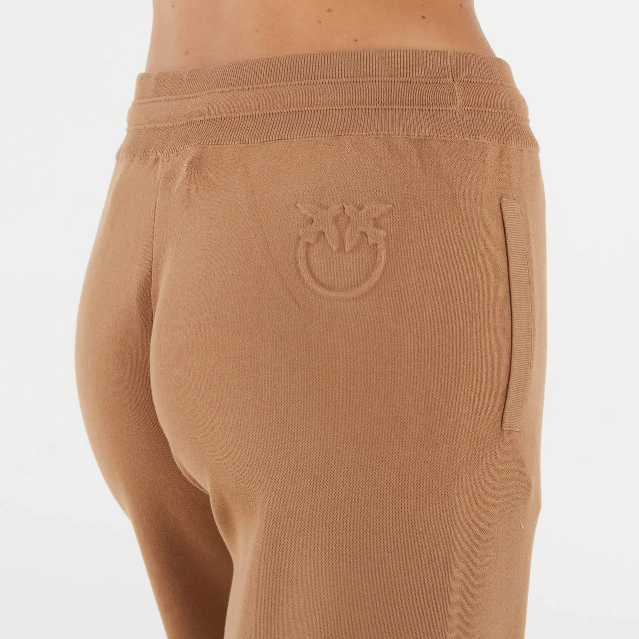 Pinko pantaloni joggers in felpa con logo cammello