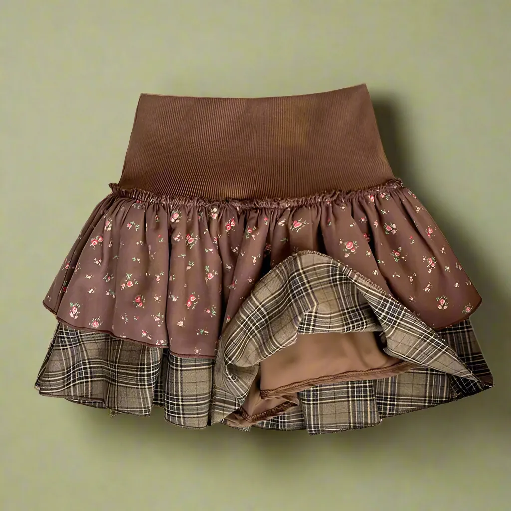 Plaid Petal Layers Skirt