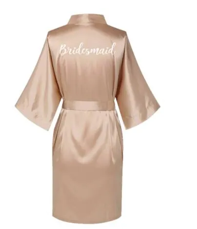 Satin Silk Robes Plus Size Wedding BathRobe Bride Bridesmaid Dress Gown Women Clothing Sleepwear Maid of Honor Rose Gold