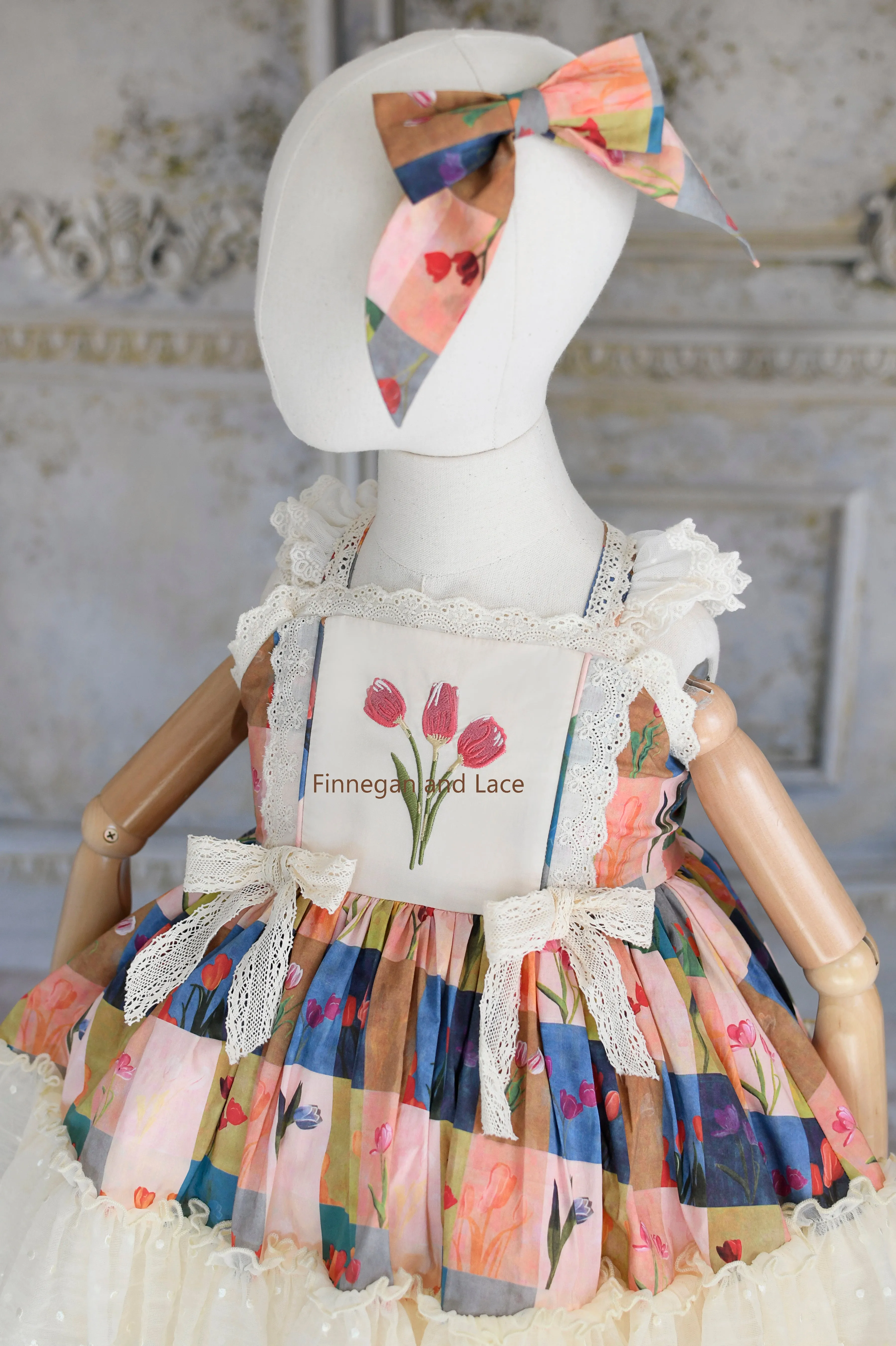 Tulip Serenity -Finnegan and Lace Vintage inspired Dress Set (Includes Bow and Shorts)